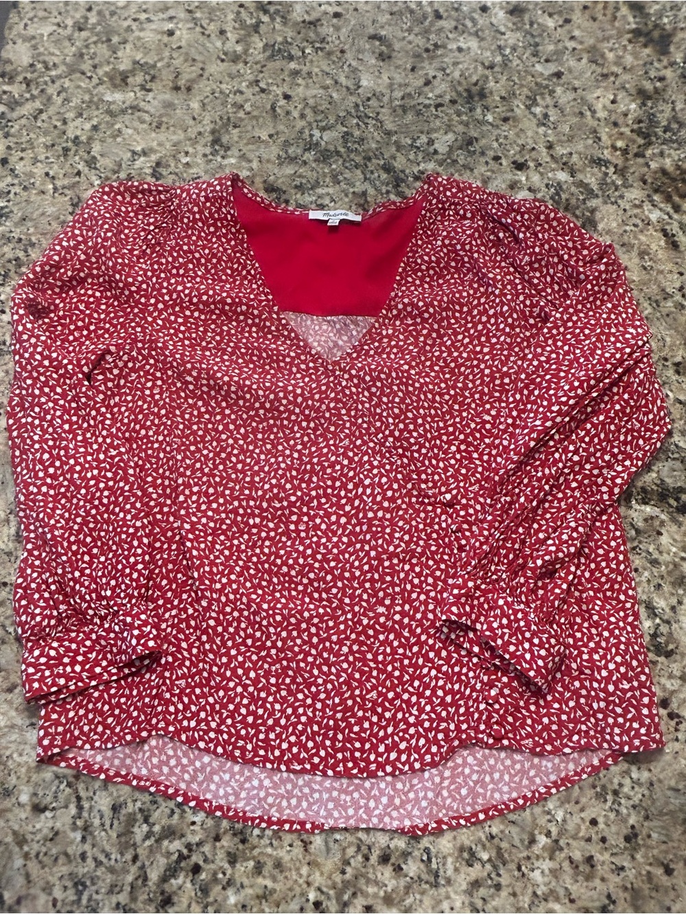 Madewell Red Floral Puff Sleeve Blouse Medium Cottagecore Boho Peasant Top